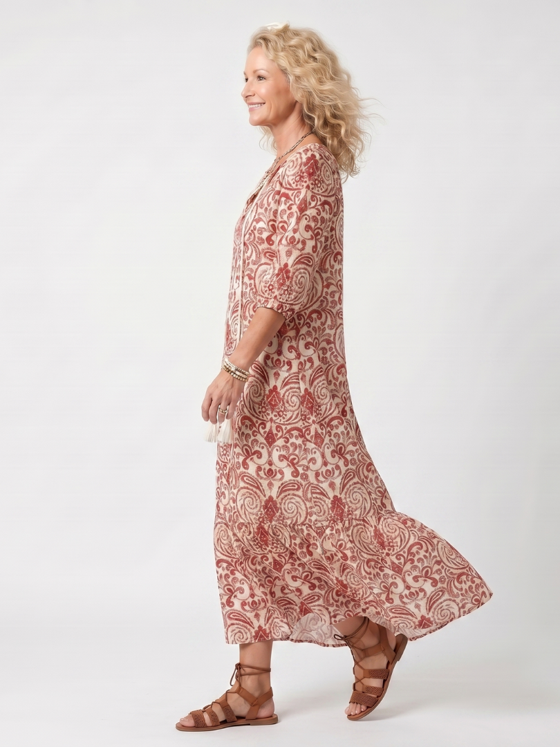 Nikki | Flowy Midi Dress with Embellished Print
