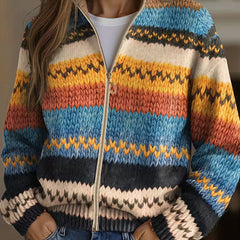 Multicolor Zigzag Striped Knit Cardigan