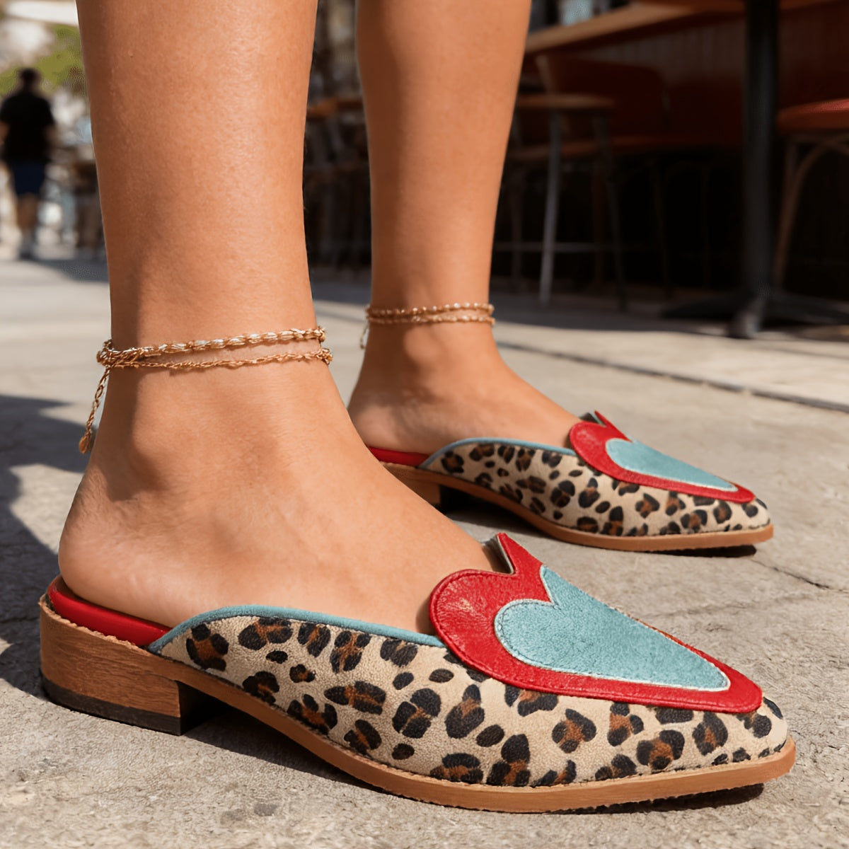 Backless Mules with Leopard Print