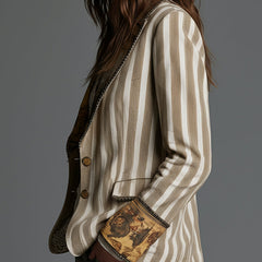 Artful Striped Lapel Blazer
