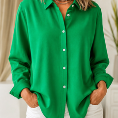 Classic Solid Button Front Blouse