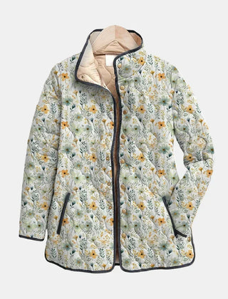 Delightful Floral-Printed Quilted Jacket