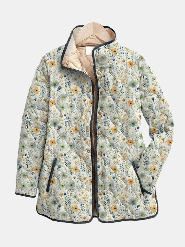 Delightful Floral-Printed Quilted Jacket