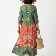 Hannah | Mixed-Print Midi Dress