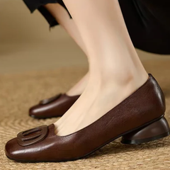 Square-Toe Vegan Leather Ballet Flats