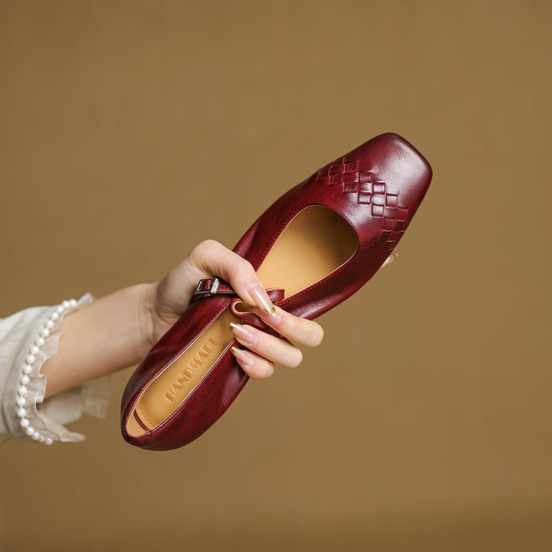 Square-Toe Mary Jane Flat