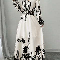 Odette | Tie-Neck Maxi Dress with Puff Sleeves