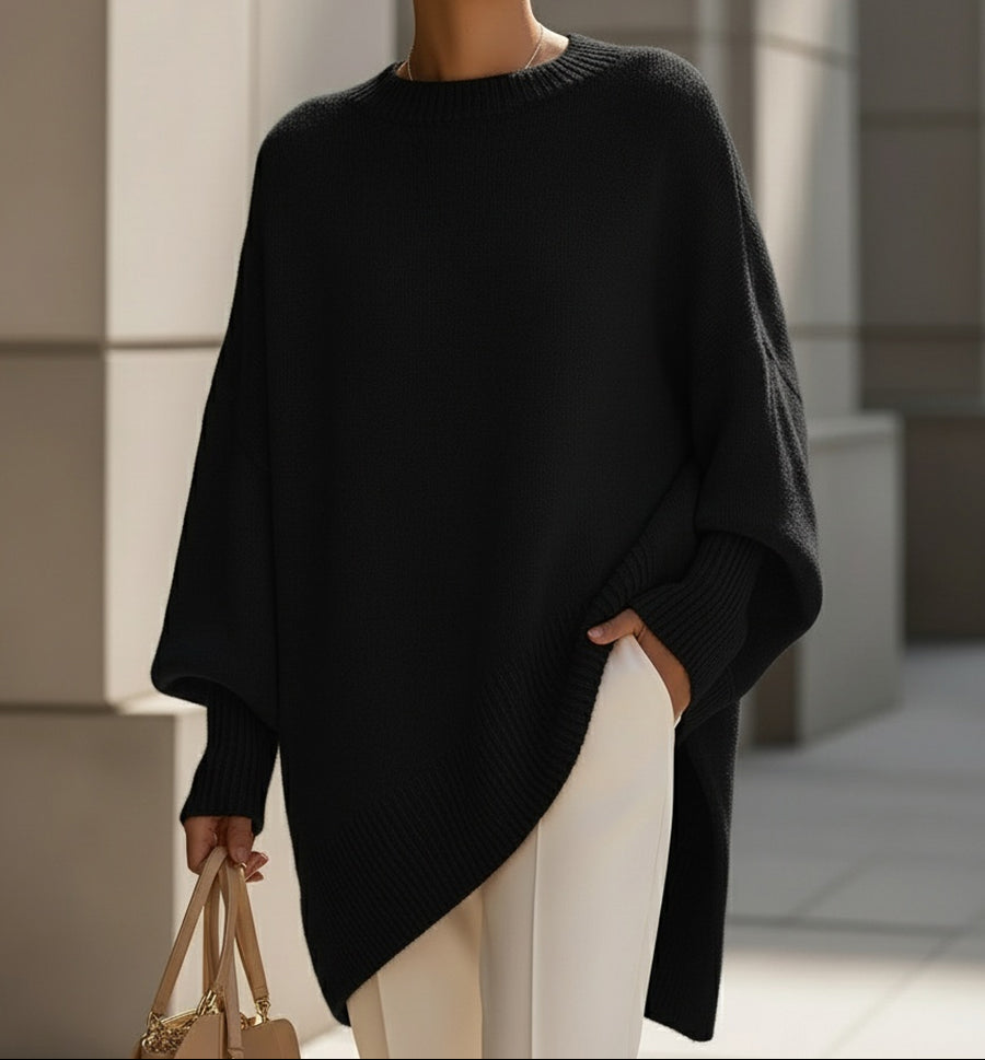 Oversized Draped Wide-Neck Sweater