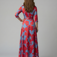 Natalie | Wrap-Neckline Midi Dress with 3/4 Sleeves