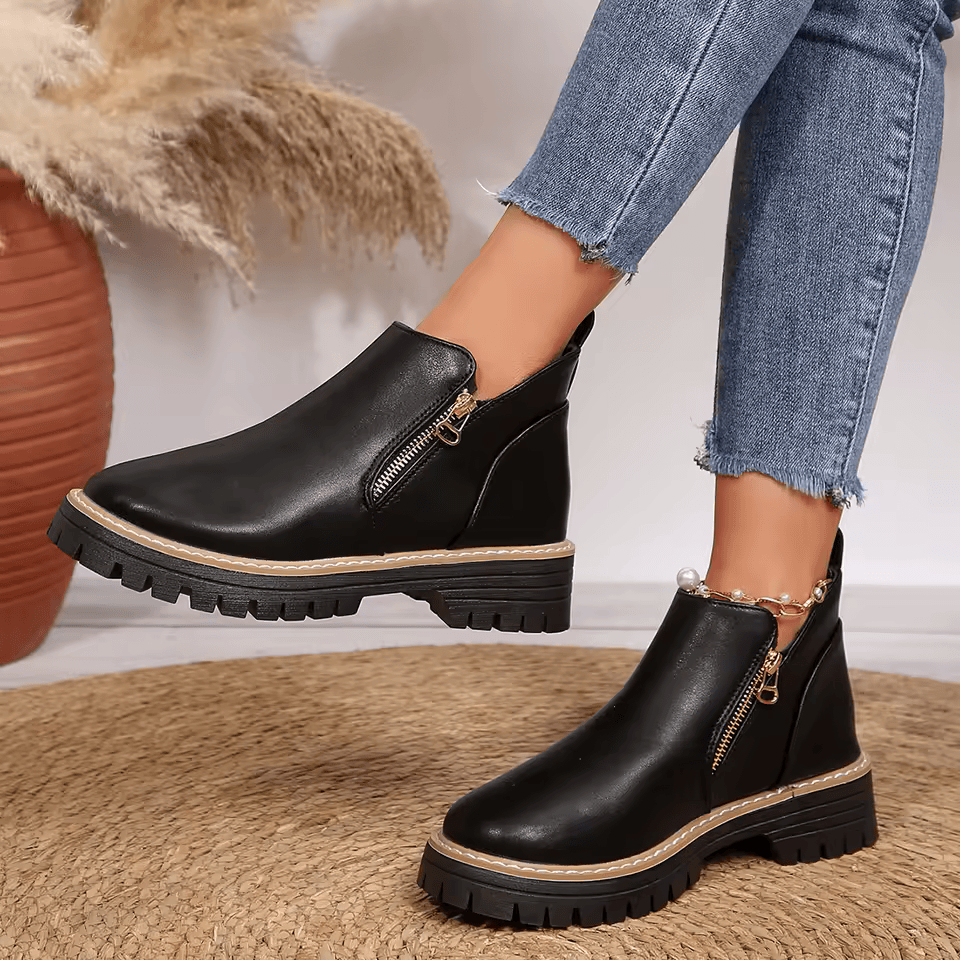 Nova | Platform Ankle Boots with Side Zipper