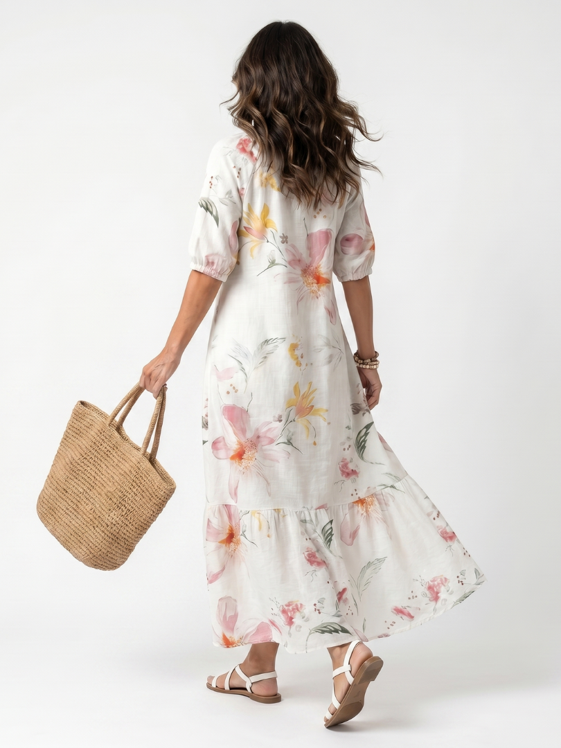 Ada | Flowy Midi Dress with a Layered Skirt