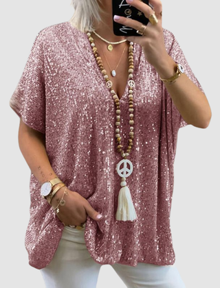 V-Neck Sequin Top