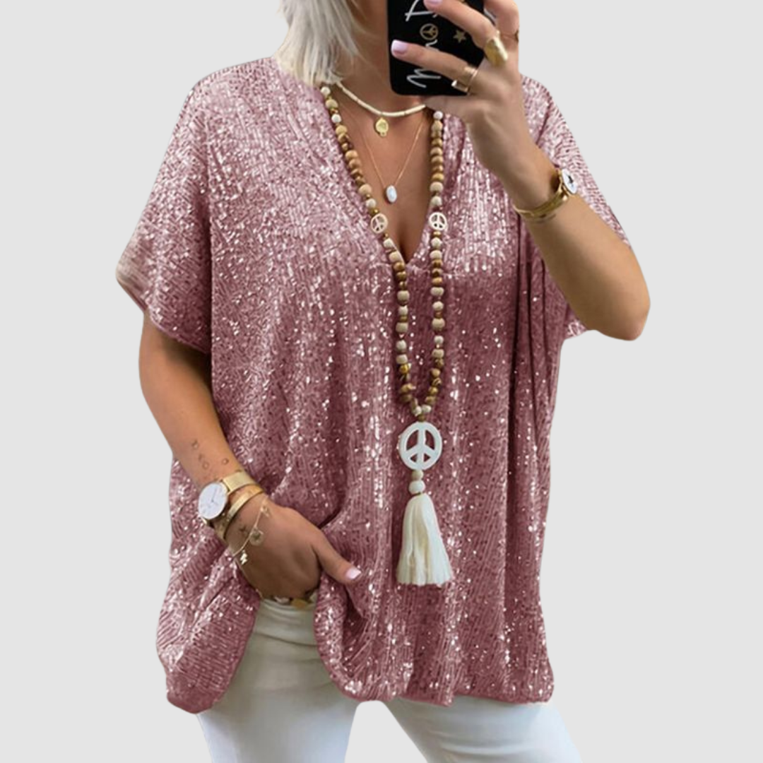 V-Neck Sequin Top