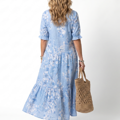 Zoe | Flowy Floral Midi Dress with Tie Detail