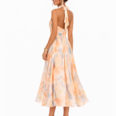 Lillian | Halter Maxi Dress with Watercolor Print