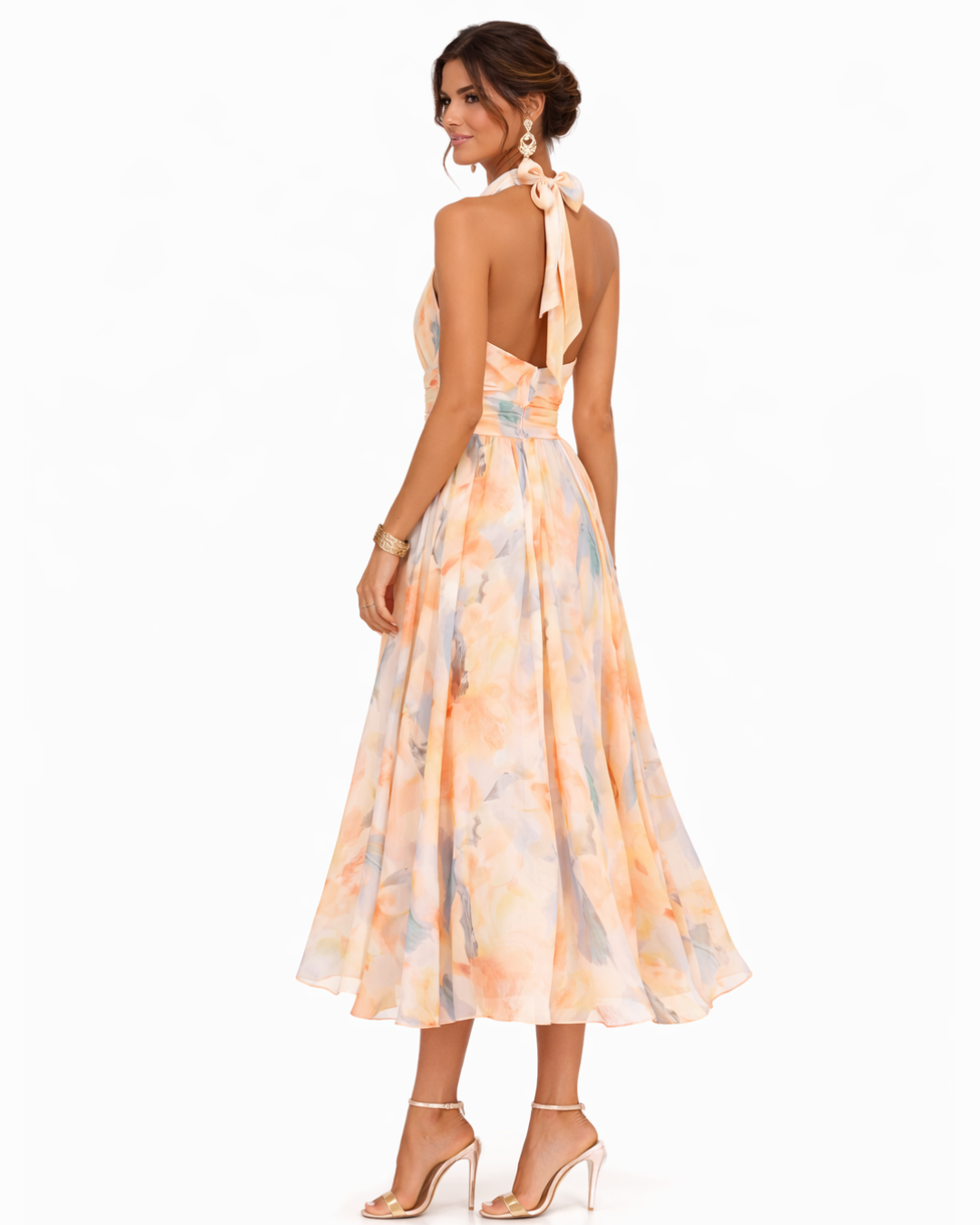 Lillian | Halter Maxi Dress with Watercolor Print