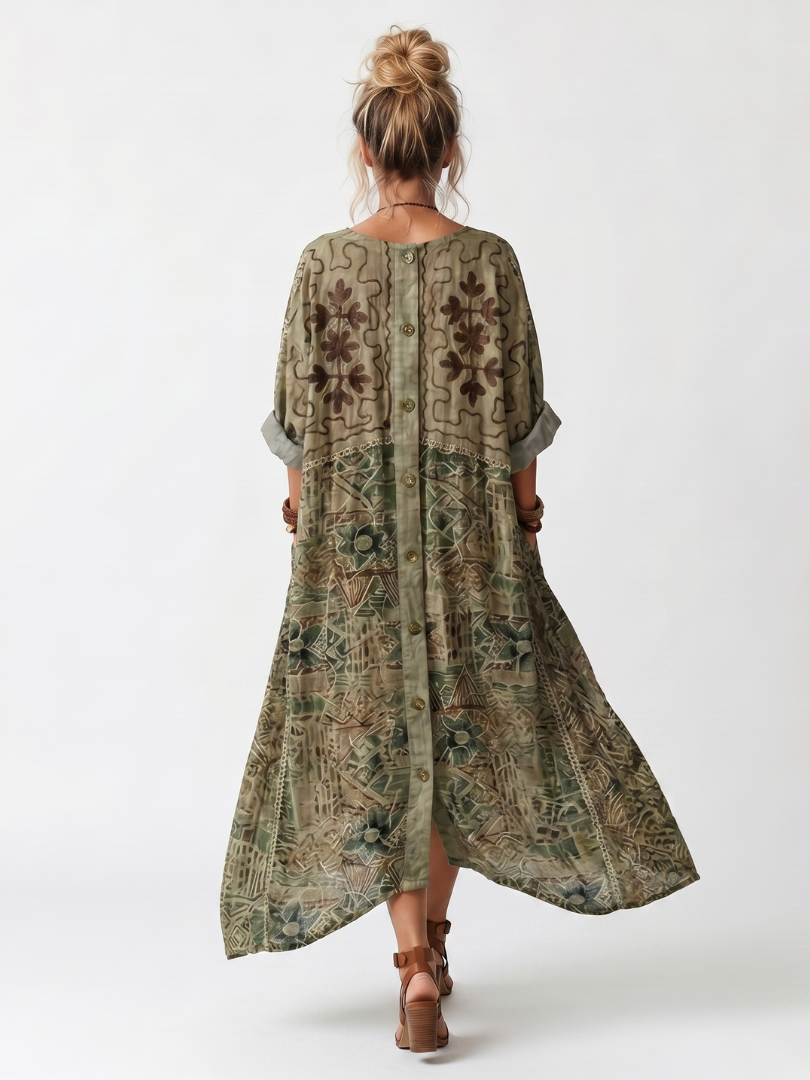 Nora | Oversized Button-Front Midi Dress with Pocket