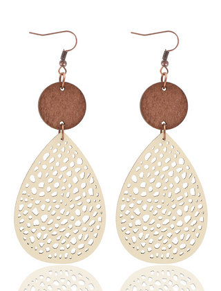 Vintage Style Hollow-Out PU Leather Drop Earrings