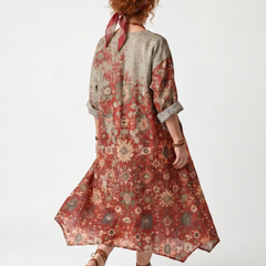 Julia | Mixed-Print Midi Dress with Pockets