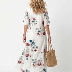 Mia | Flowy Midi Dress in Scattered Florals