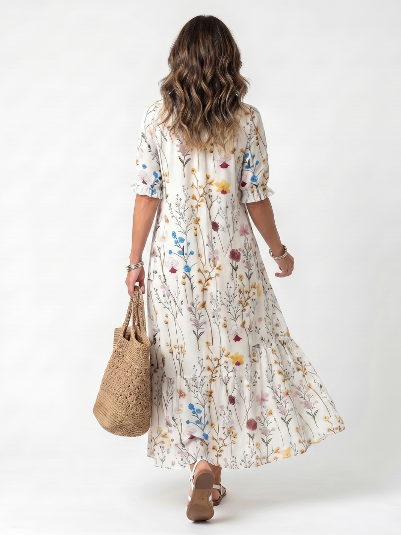 Tessa | Flowy Botanical-Print Midi Dress