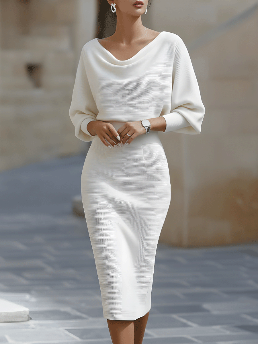 Draped Batwing-Sleeve Dress for Women