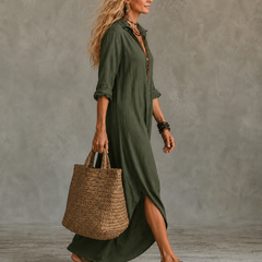 Button-down maxi dress full length