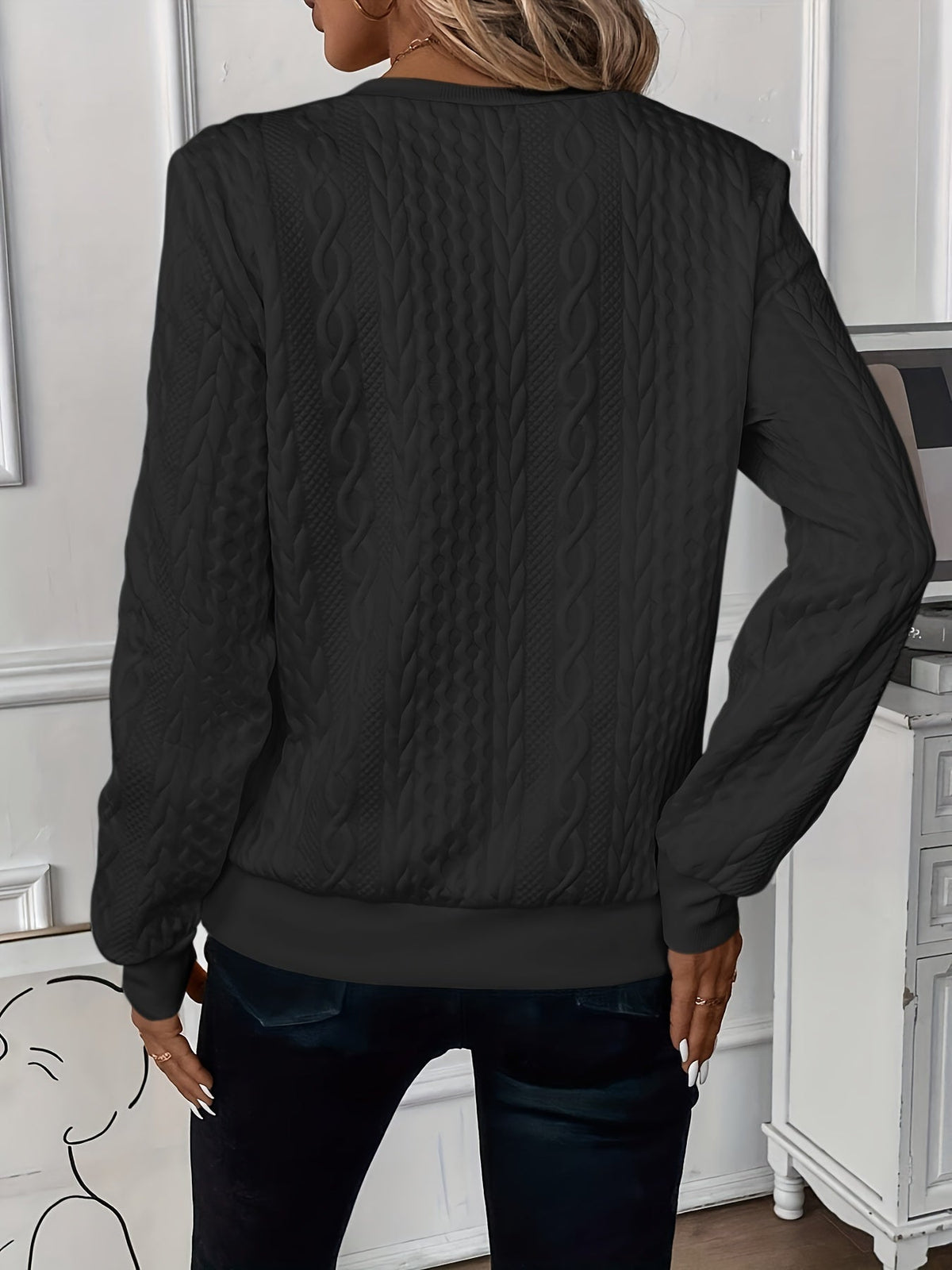 Ladies' zip-up cable knit jumper