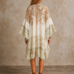 Flounce sleeve detail on printed mini dress