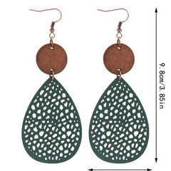 Vintage Style Hollow-Out PU Leather Drop Earrings