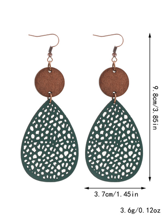 Vintage Style Hollow-Out PU Leather Drop Earrings