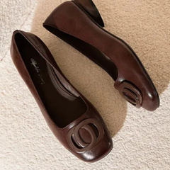 Square-Toe Vegan Leather Ballet Flats