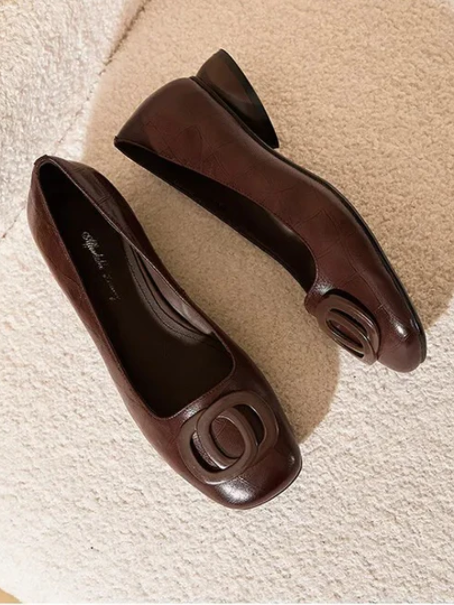 Square-Toe Vegan Leather Ballet Flats