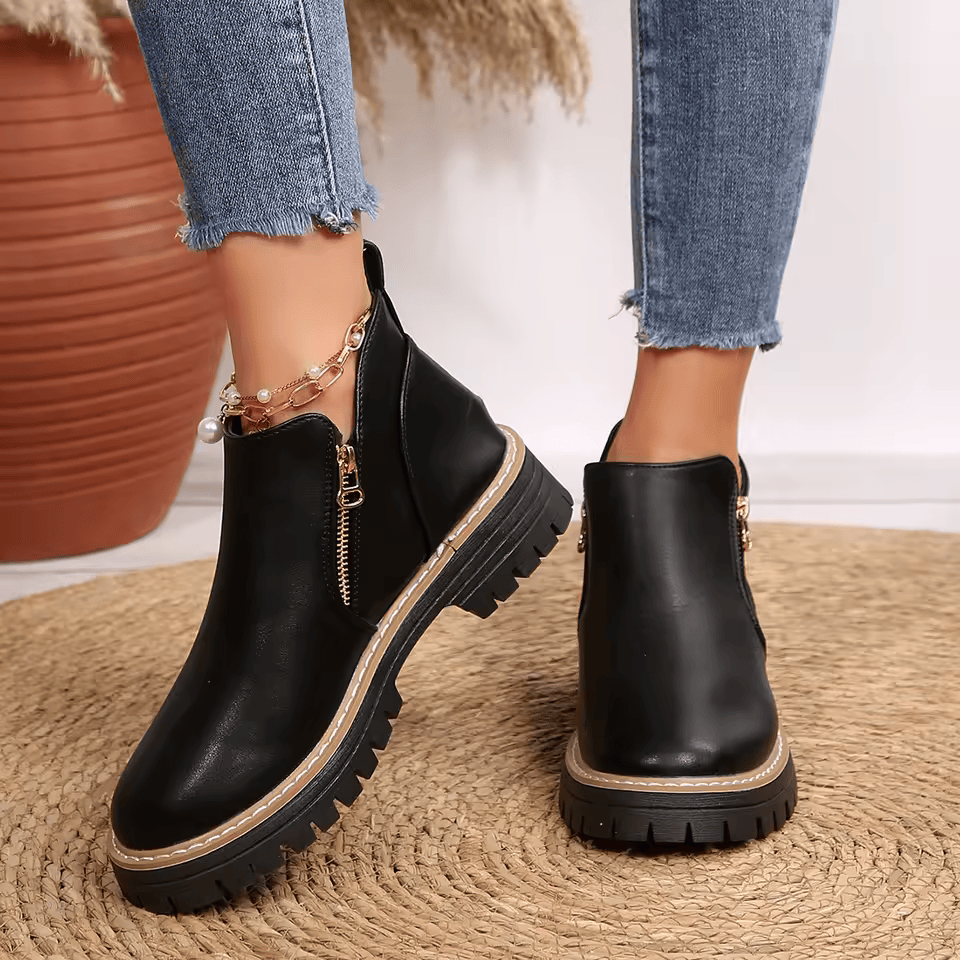 Nova | Platform Ankle Boots with Side Zipper