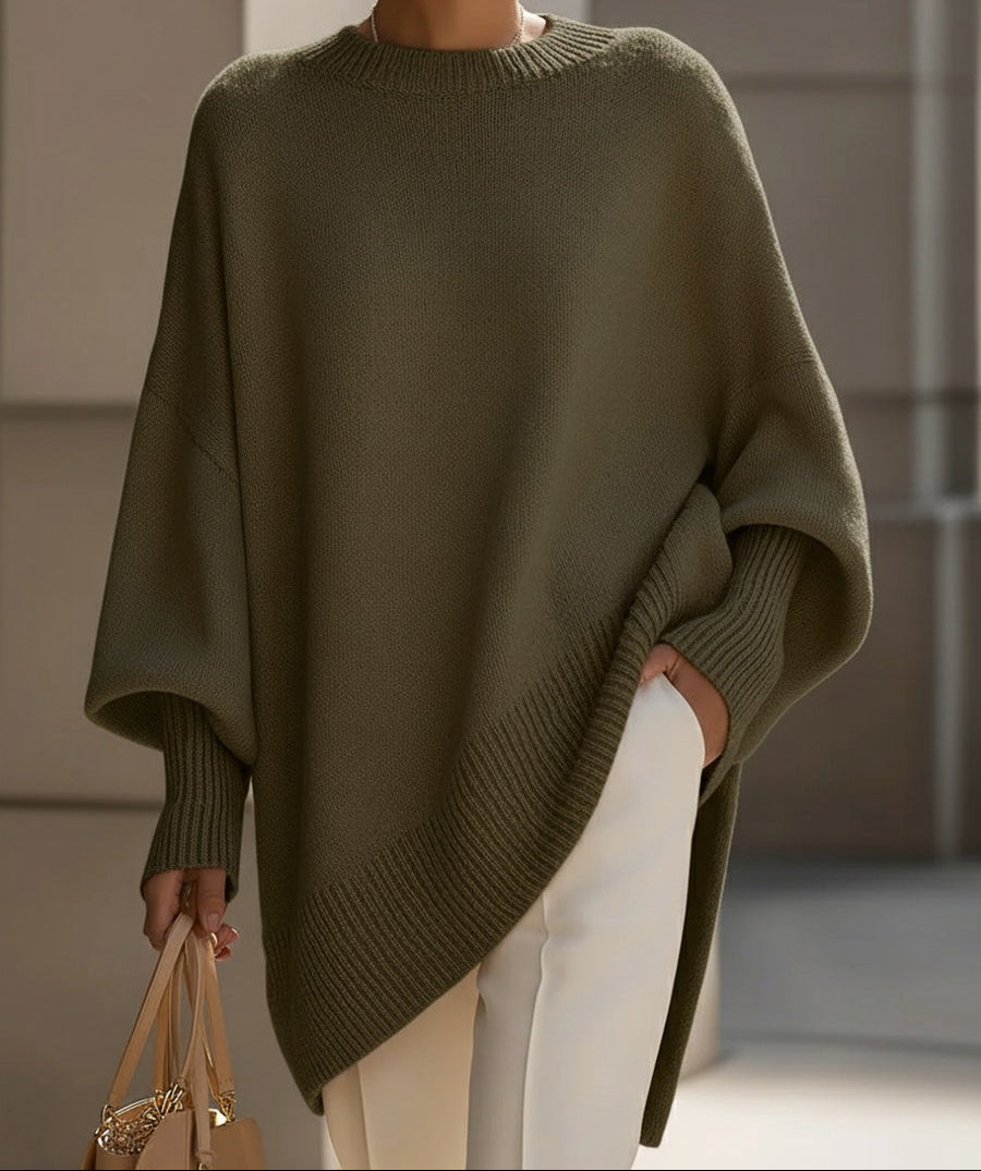 Oversized Draped Wide-Neck Sweater
