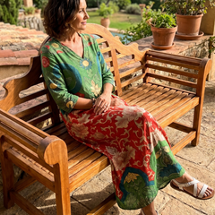 Hannah | Mixed-Print Midi Dress