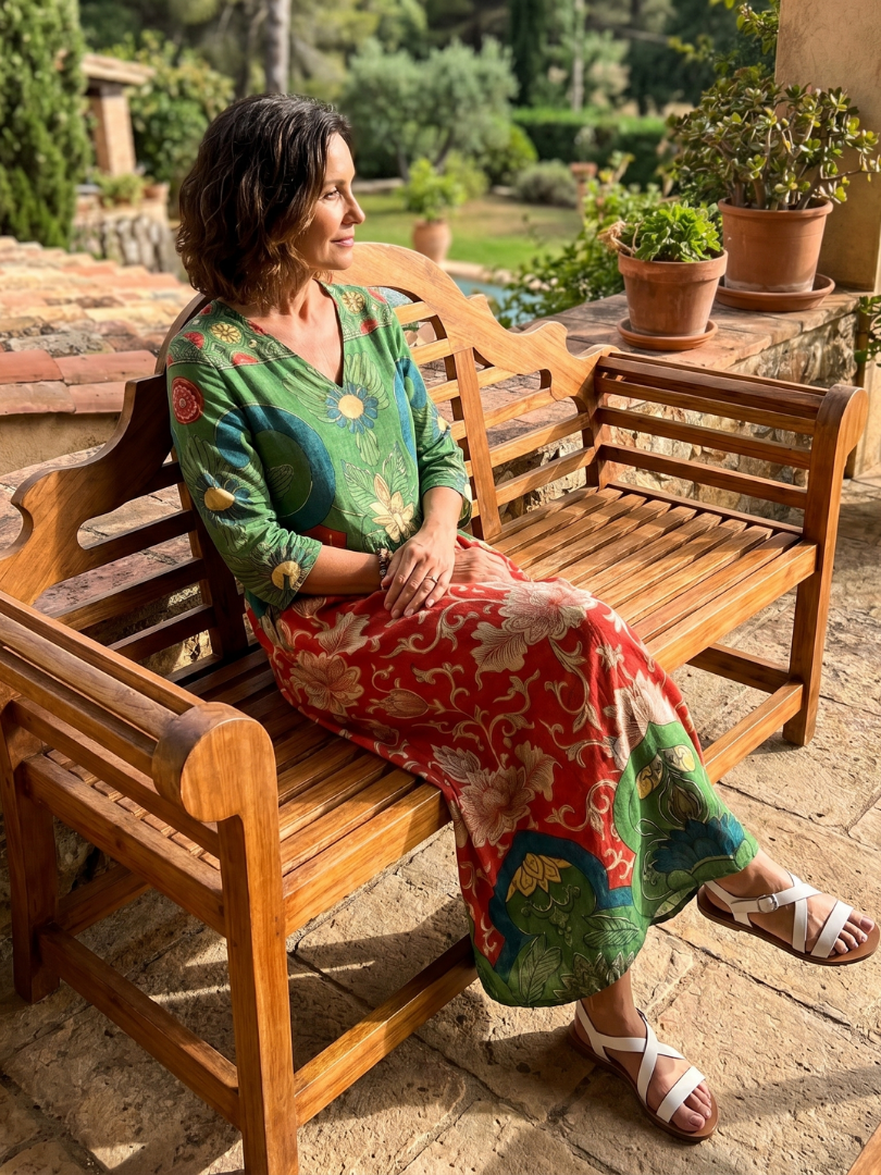 Hannah | Mixed-Print Midi Dress