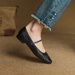 Square-Toe Mary Jane Flat