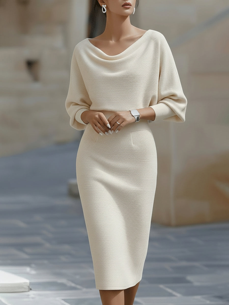 Draped Batwing-Sleeve Dress for Women