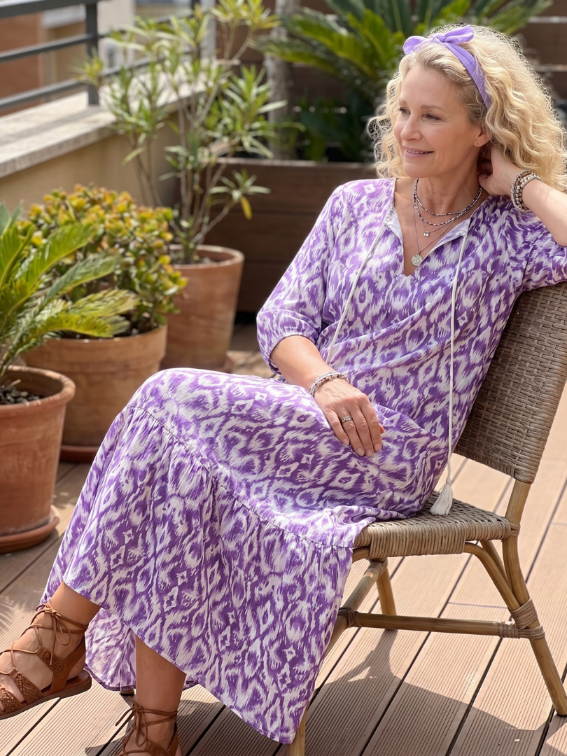 Marisa | Flowy Printed Midi Dress with Tie Detail