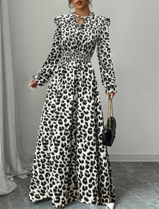 Odette | Tie-Neck Maxi Dress with Puff Sleeves