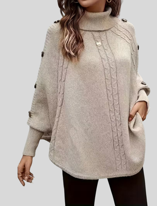 High-Neck Cable-Knit Sweater