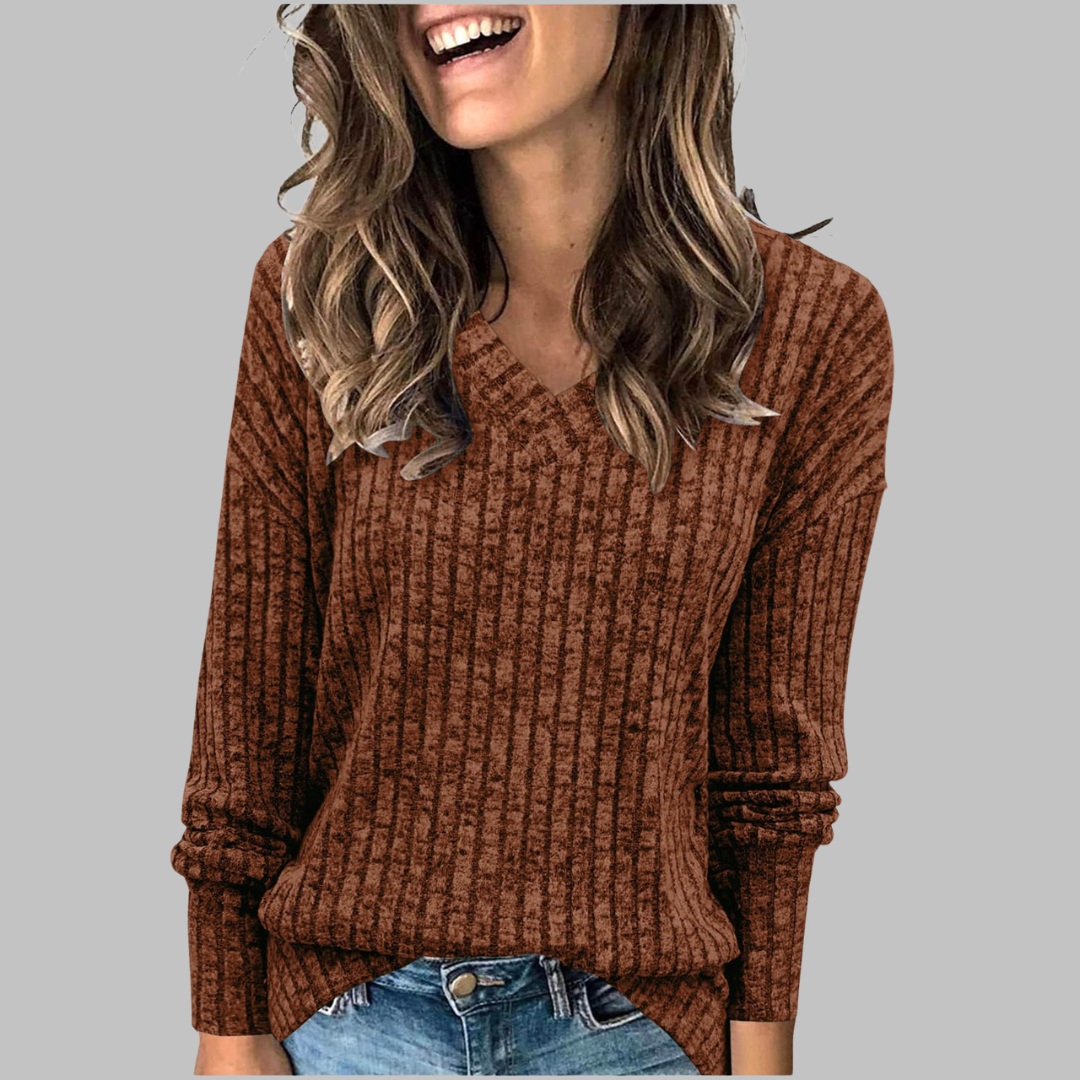 Comfy V-Neck Long Sleeve Top