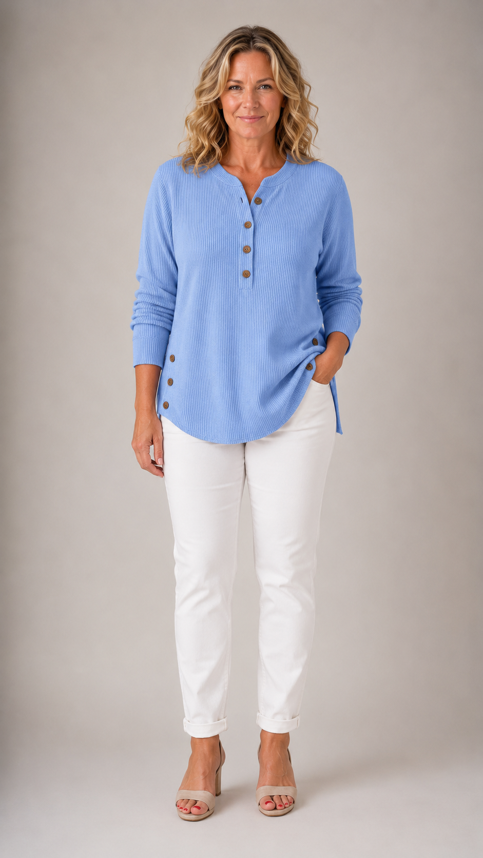 Renata | Ribbed Button Detail Tunic