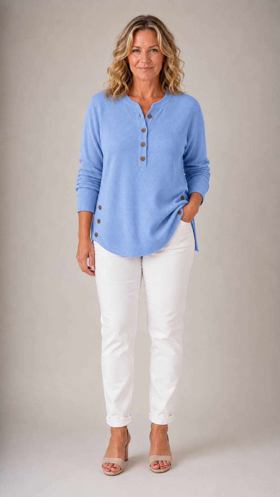 Renata | Ribbed Button Detail Tunic