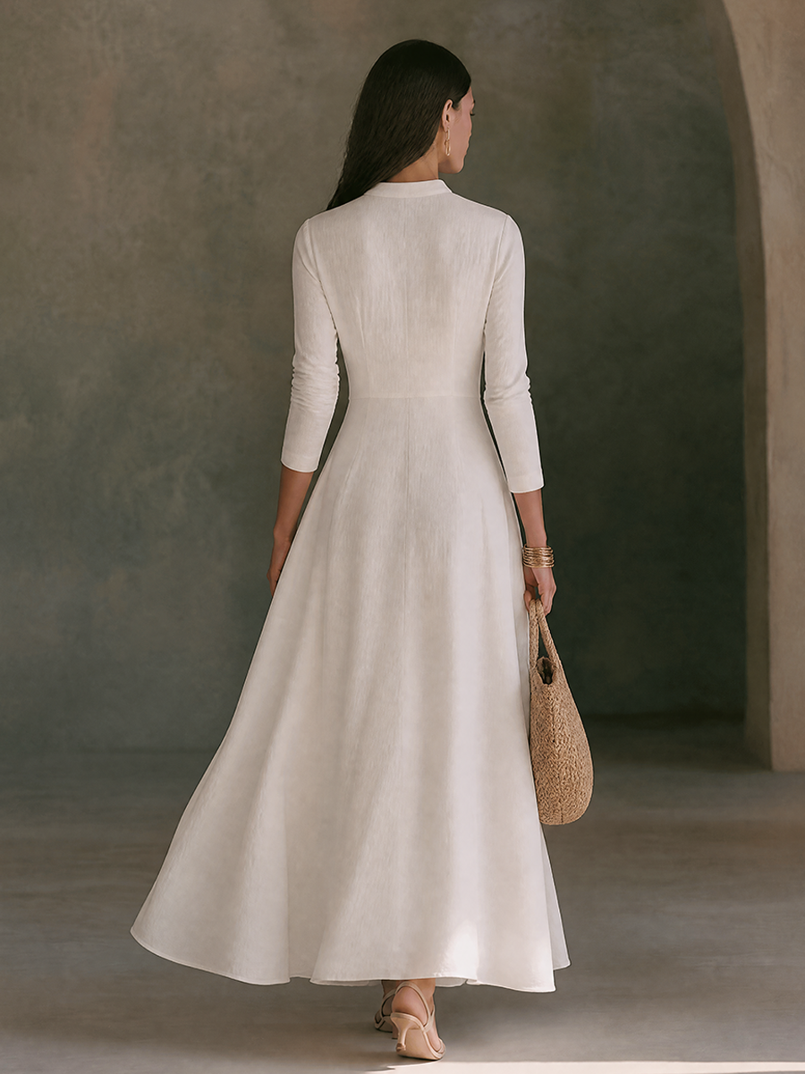 Linen A-Line Maxi Dress for Women