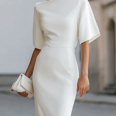 Adele | Midi Dress with Boat Neckline and Short Sleeves