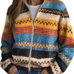 Multicolor Zigzag Striped Knit Cardigan