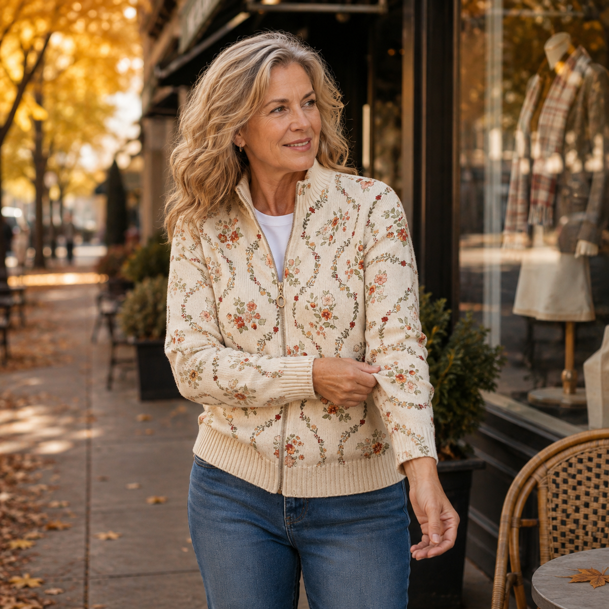 Delicate Floral Vine Cream Print