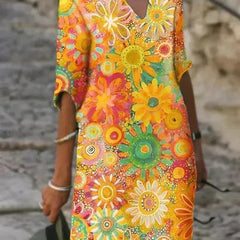 Nira | Vivid Floral Midi Dress